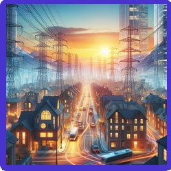 Electricity lines going to houses