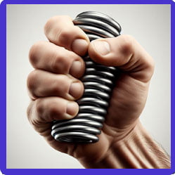 Hand squeezing a spring
