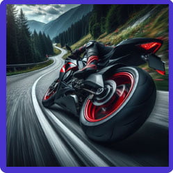 Motorbike speeding on road