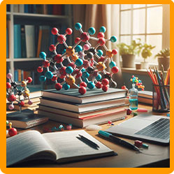 Lattice structure on desk with books